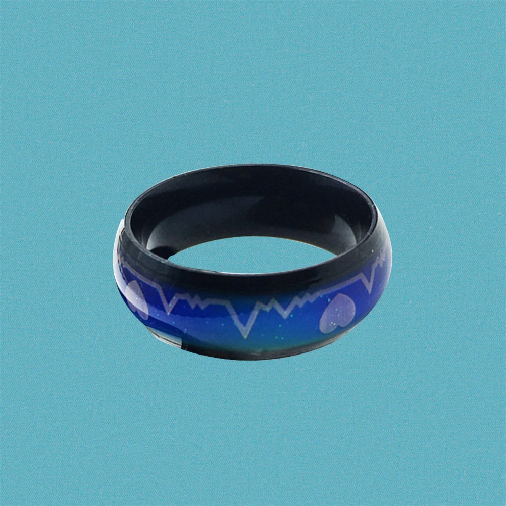 Round Shape Emotion Mood Feeling Ring Color Change Finger Ring Jewelry Finger Decoration (Size 9)