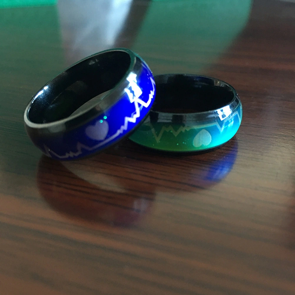 Round Shape Emotion Mood Feeling Ring Color Change Finger Ring Jewelry Finger Decoration (Size 9)