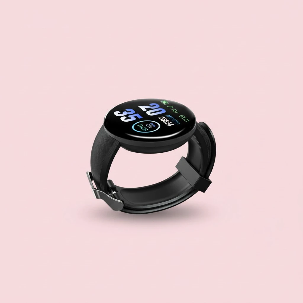 1.3 Inch Color Screen Touch Smart Watch IP65 Pedometer Fashion Fitness Heart Rate Sleep Monitor Men Women Smart Bracelet D18 (Blue)