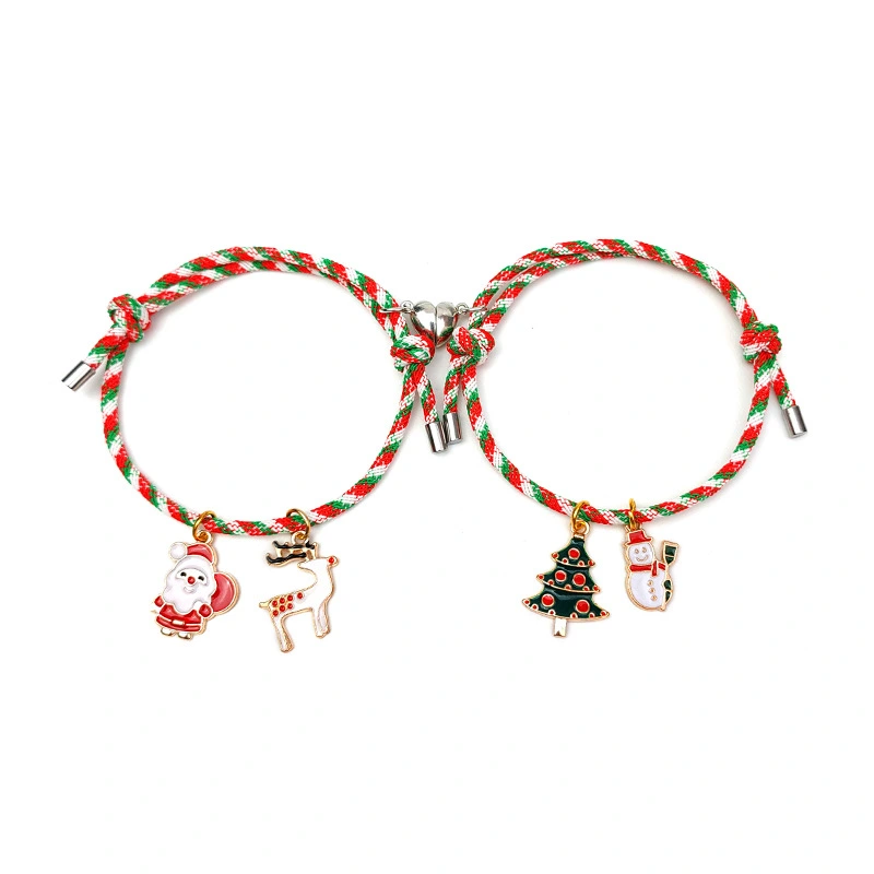 1 Pair Christmas Matching Bracelets Christmas Rope Bracelets Woven Matching Bracelets