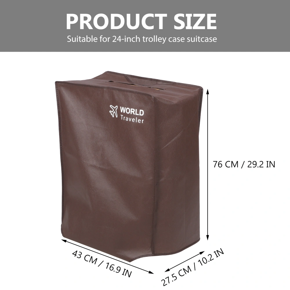 Foldable Waterproof Dustproof Luggage Cover Protector for 24-inch Trolley Case Suitcase (Coffee)