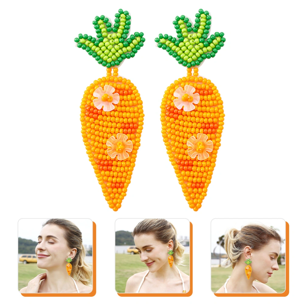 1 Pair Carrot Stud Earrings Beads Earrings Easter Jewelry Easter Festival Gift