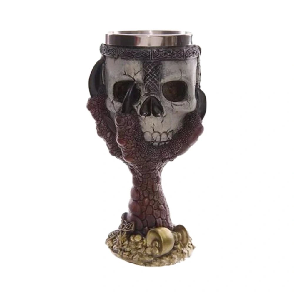 1pc Halloween Goblet Creative Skull Wine Glass Resin Stainless Steel Goblet for Home Bar Party (Red Claw)