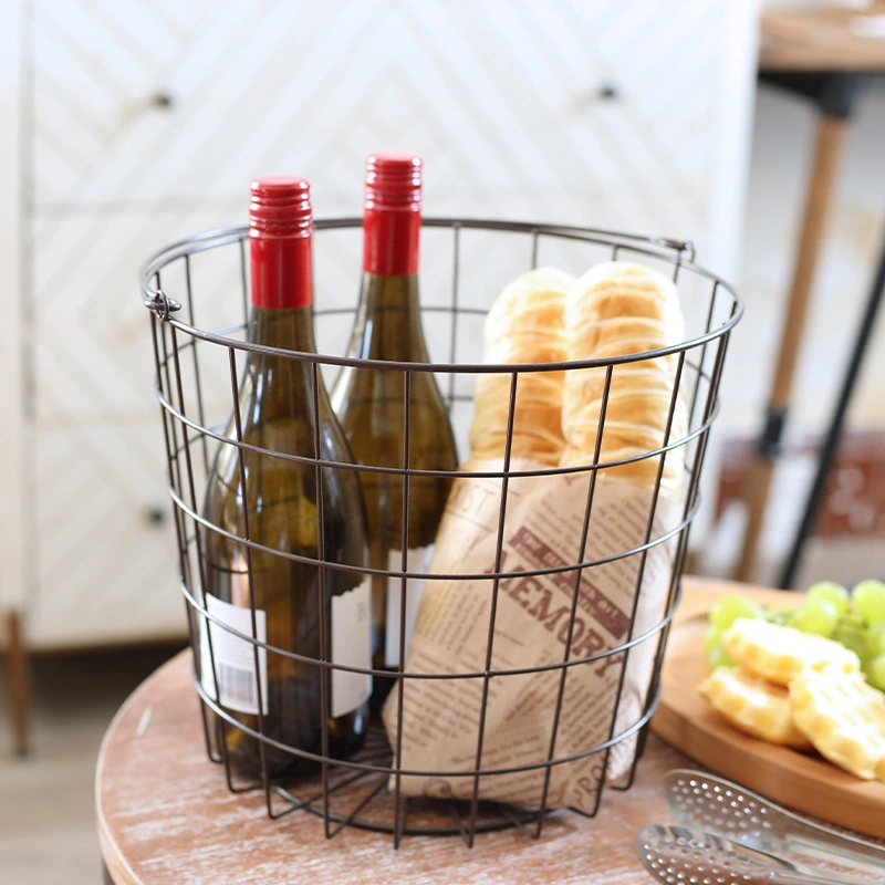 Iron Storage Basket with Handle Laundry Basket Multifunctional Storage Holder for Home