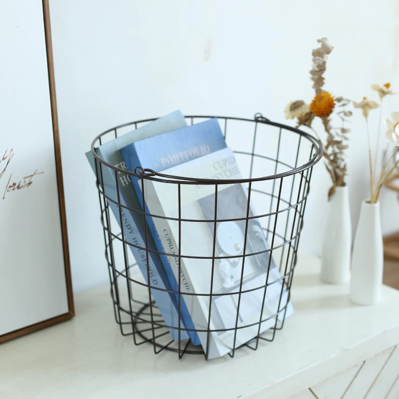 Iron Storage Basket with Handle Laundry Basket Multifunctional Storage Holder for Home
