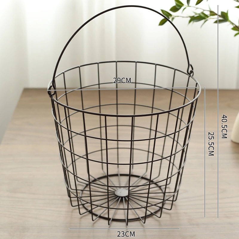Iron Storage Basket with Handle Laundry Basket Multifunctional Storage Holder for Home