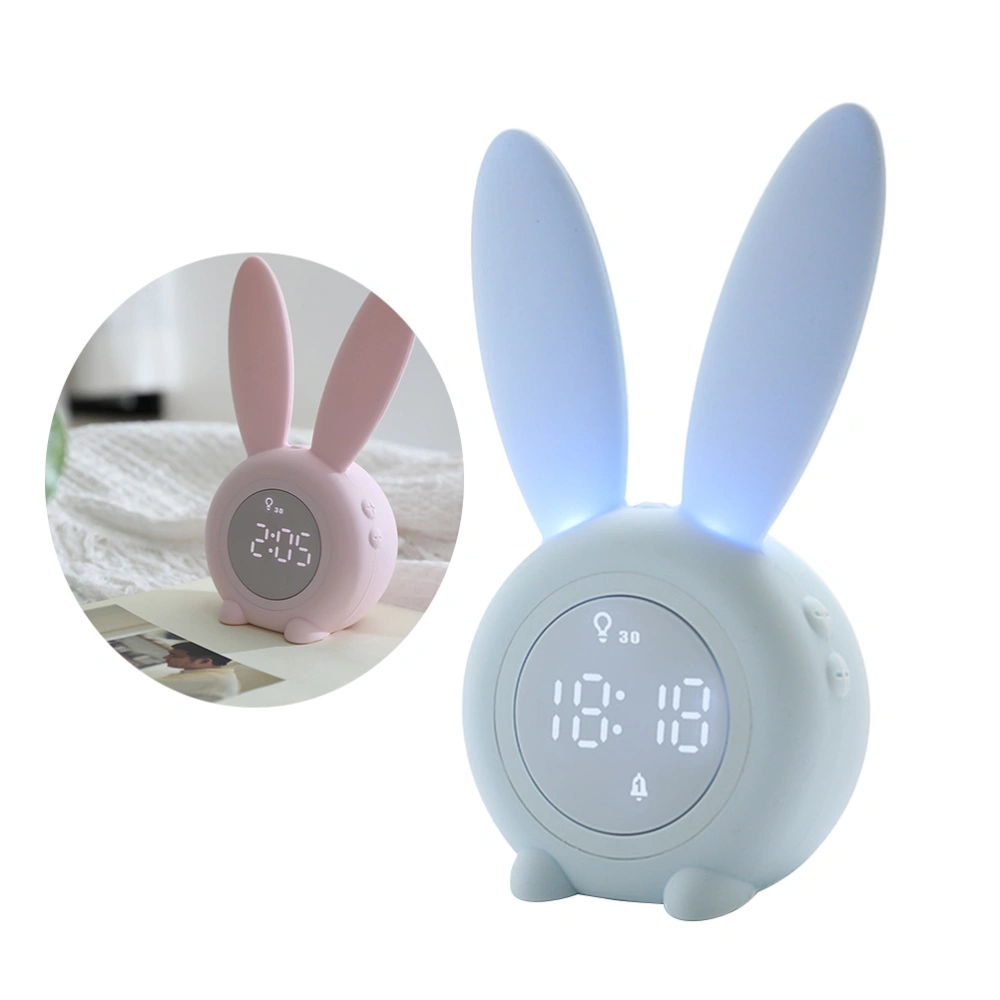 Adorable Rabbit Shaped Alarm Clock LED Cartoon Bedside Clock Children Time Display Device for Home Dormitory School (Random Color)