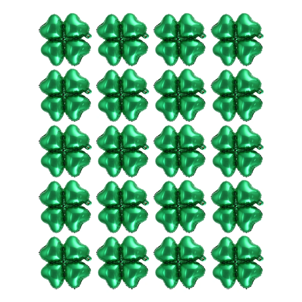 50Pcs Lovely Heart Shape Four Leaf Clover Foil Balloons Party Decor Balloon for Wedding Birthday Festival(Green)