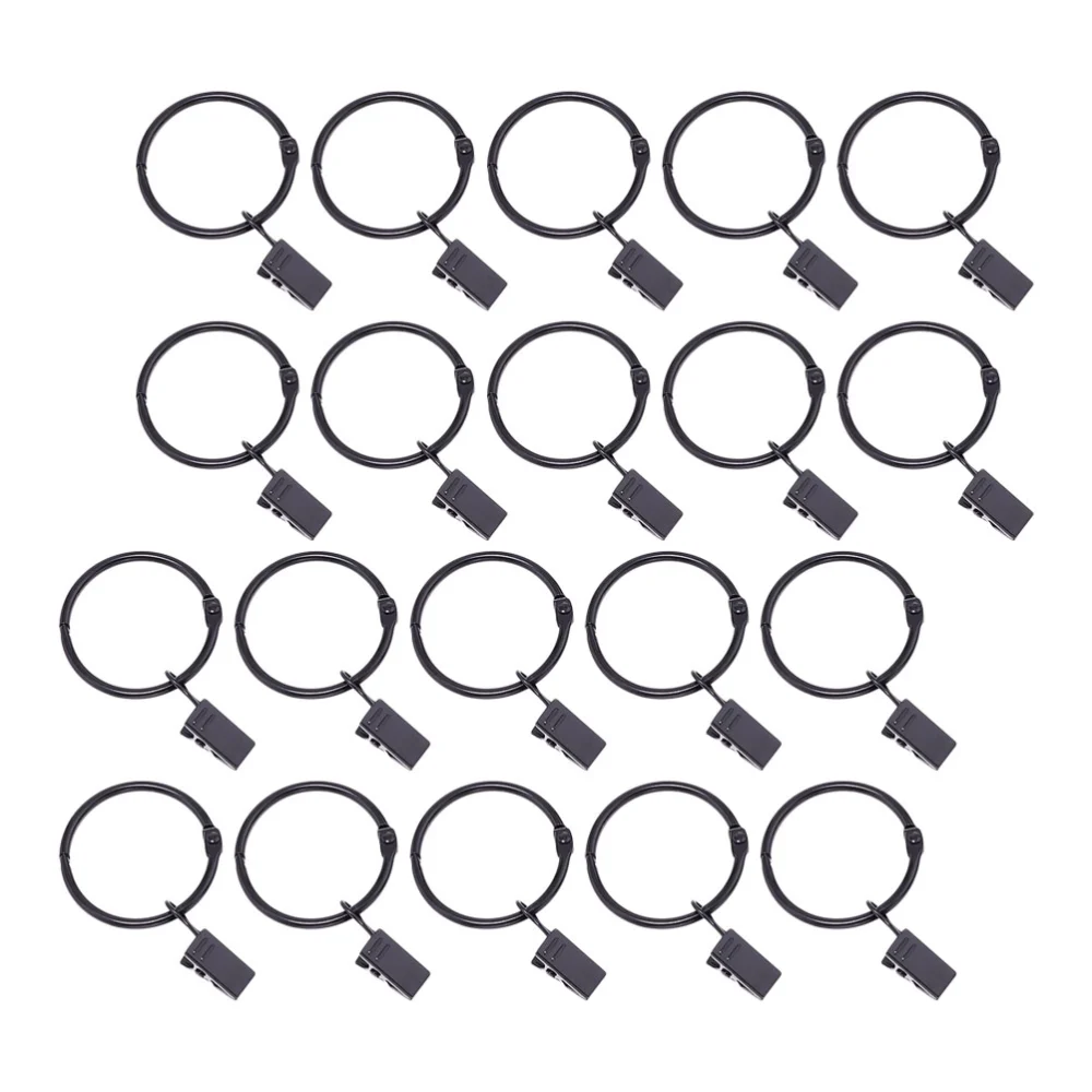 30pcs Iron Curtain Rings with Clips Multi-functional Curtain Clips Shower Curtain Clamps