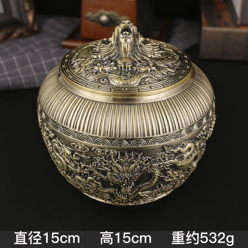 Tea Container For Loose Tea Dragon Pattern Alloy Tea Storage Container Jar