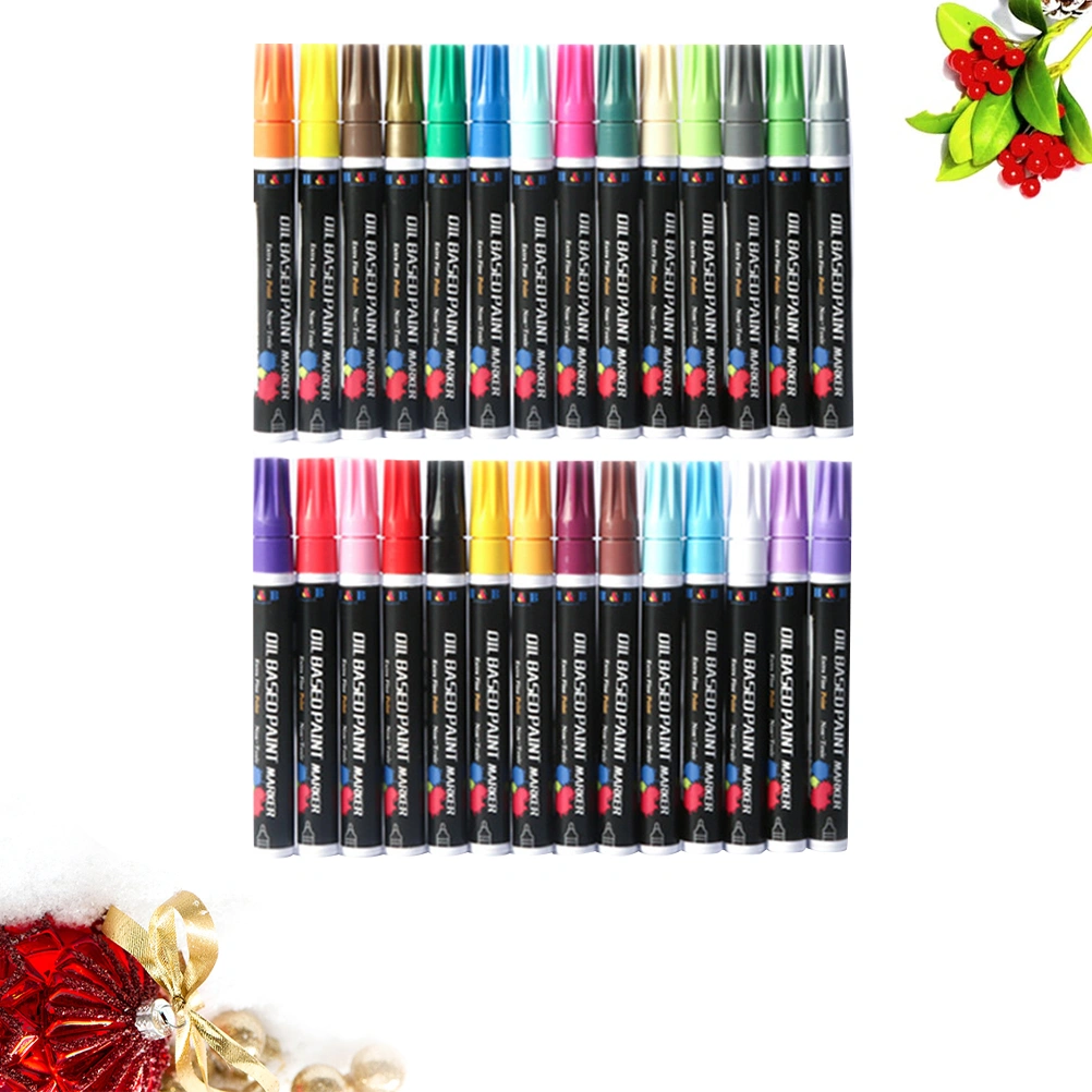 3mm 28-Color Metallic Marker Pens Non-erasable Colored Art Pen for Writing Painting Marking Drawing Calligraphy