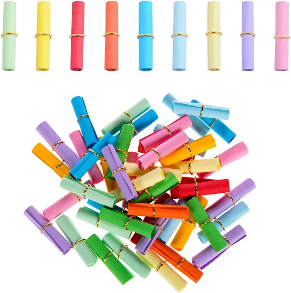 100Pcs Mini Paper Scrolls for Writing Colored Paper Scrolls Wishing Bottle Vintage Scrolls Paper Decors