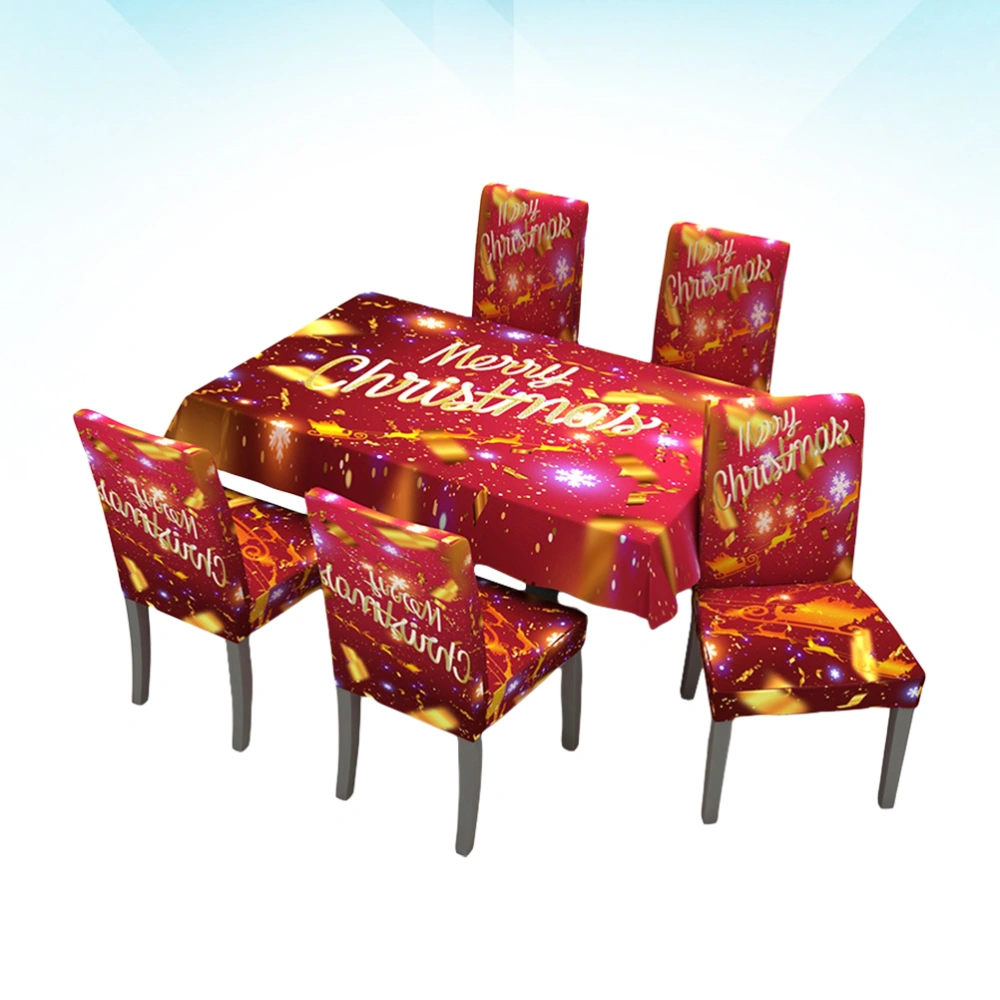 180x140cm Cartoon Christmas Table Cloth Digital Printing Table Cover for Table Protection (Without Chair Cover, Table and Chair)