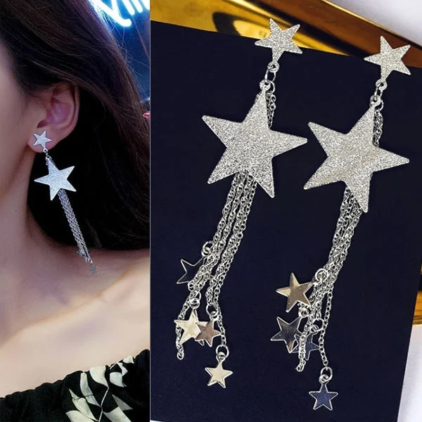 1 Pair Stars Tassel Earrings Dandling Earrings Exquisite Earrings Women Modern Earrings