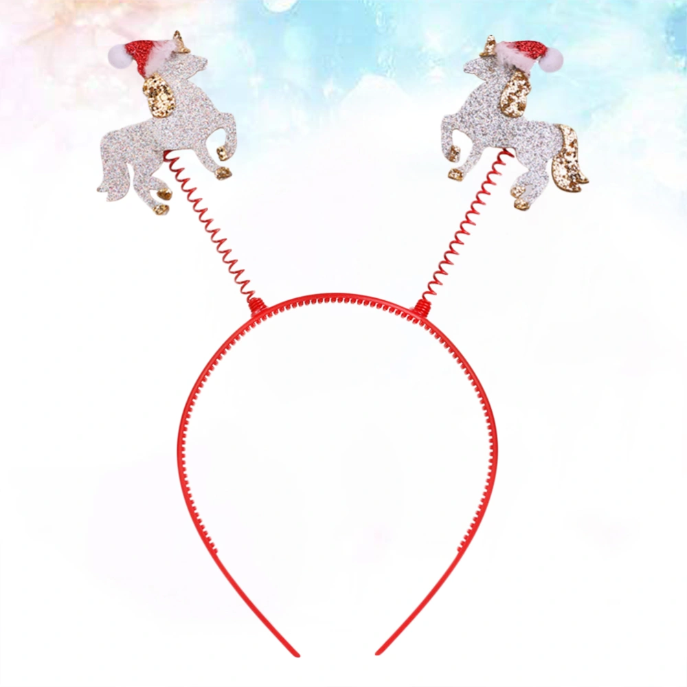 Christmas Hair Hoops Girls Hair Band Cartoon Headband Unicorn Shaped Headwrap Party Supplies