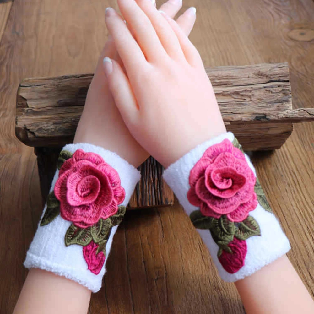 2pcs Ethnic Embroidered Wrist Sleeves Warm Wrist Cover Creative Wristband