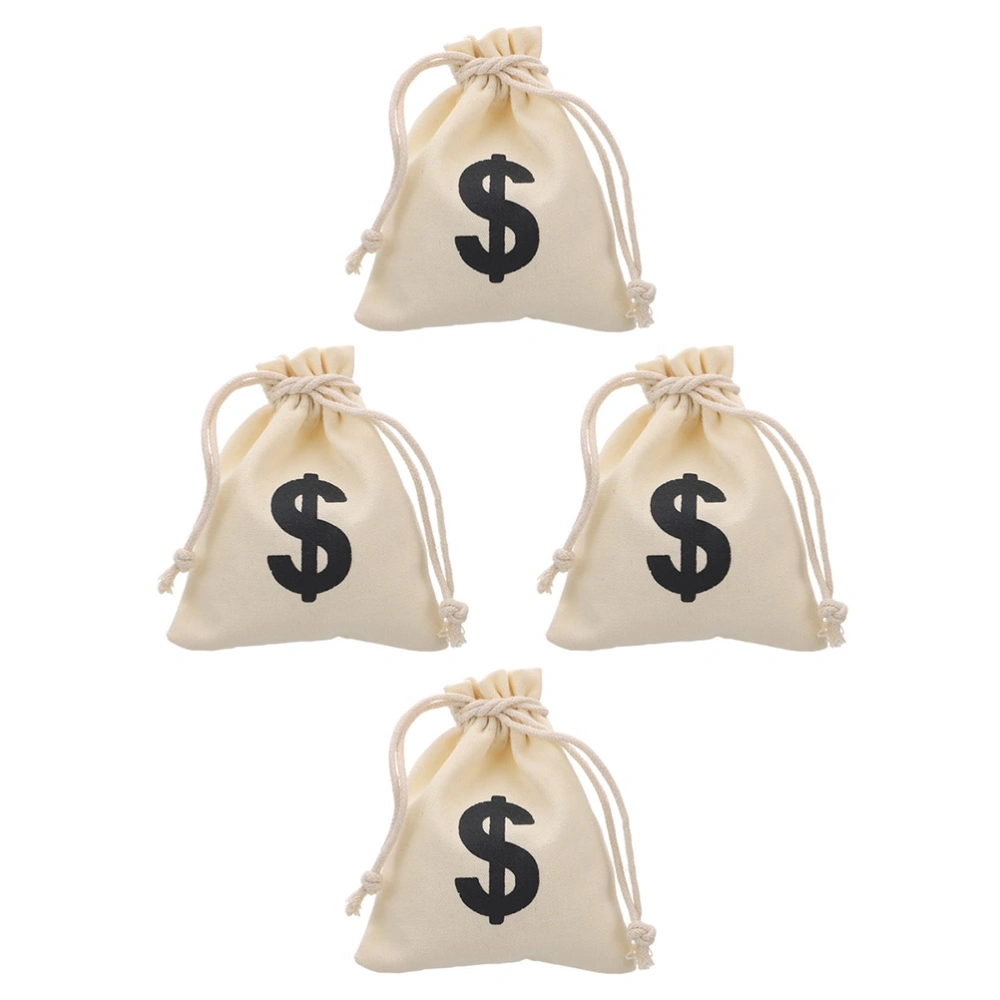 4pcs Small Canvas Drawstring Bags Game Coins Bag Party Gift Snack Storage Bag