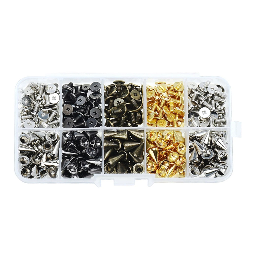 100 Sets Metal Spikes Punk Studs and Spikes with Tools Clothing Accessories