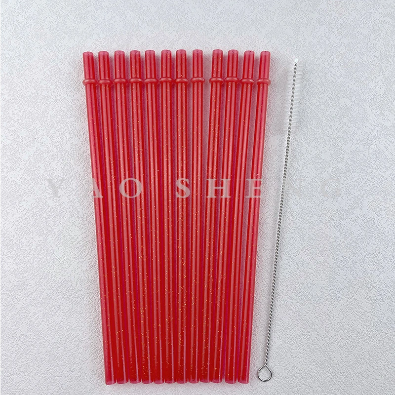 25pcs Party Reusable Straws Festival Drinks Straws Long Straws for Juice Water with Cleaning Brush