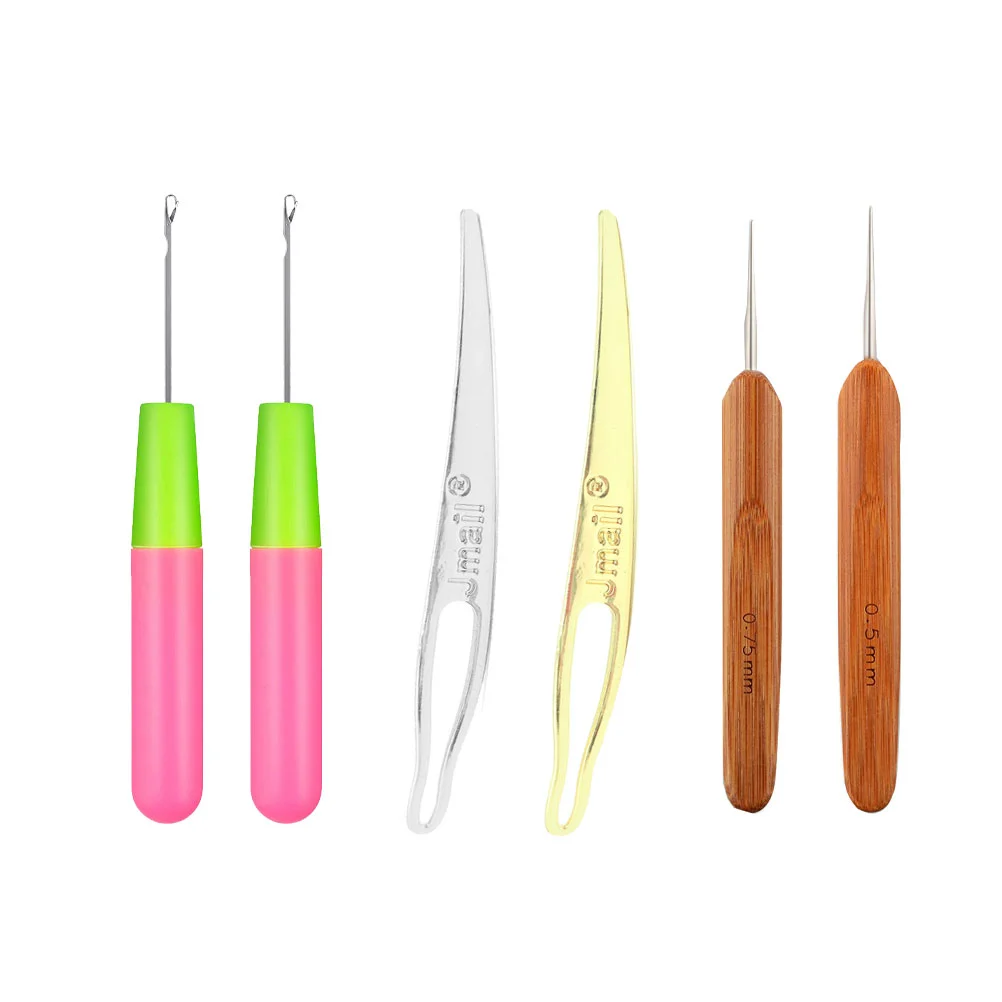 1 Set/6 Pcs Dreadlocks Knitting Needles Set Single-ended Crochet Knitting Tools Crochet Needles for Shop Salon DIY Supplies