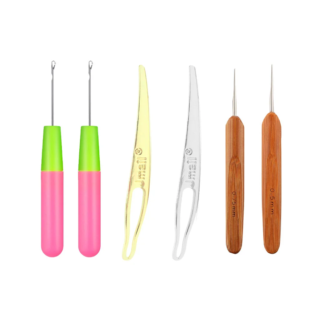 1 Set/6 Pcs Dreadlocks Knitting Needles Set Single-ended Crochet Knitting Tools Crochet Needles for Shop Salon DIY Supplies