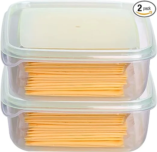 2pcs Kitchen Storage Box Transparent Cheese Storage Holder Refrigerator Food Box Fruit Keeper