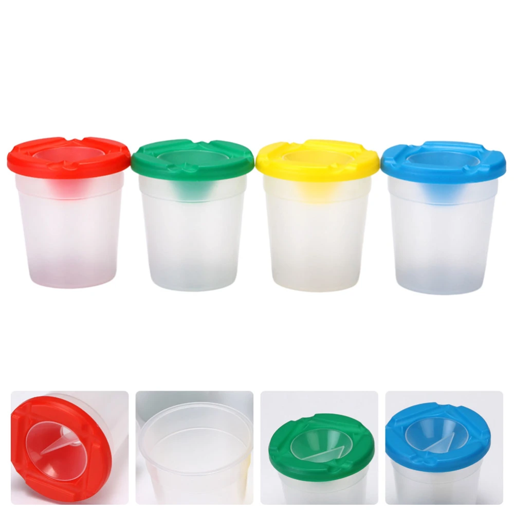 4pcs Kids Rotating Brush Basins Painting Brush Washing Tools (Random Color)