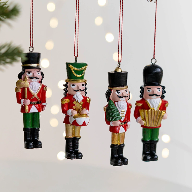 2pcs Small  Nutcracker Pendant Resin Craft Nutcracker Puppet Hanging Nutcracker Decor