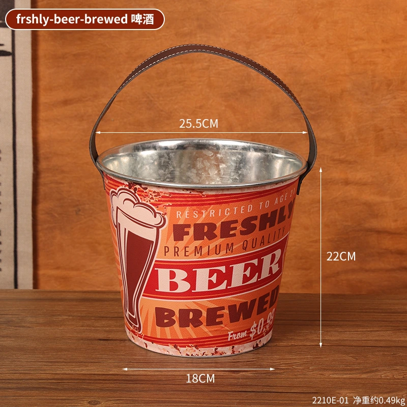 Metal Ice Cube Bucket Bar Use Cooling Beer Bucket Portable Cold Water Bucket with Handle