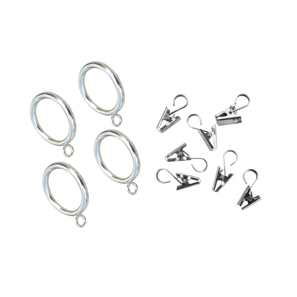 24pcs Metal Curtain Rings with 24pcs Eyelet and Curtain Clamp Clips for Showers Bedroom Living Room Curtain Home Decoration