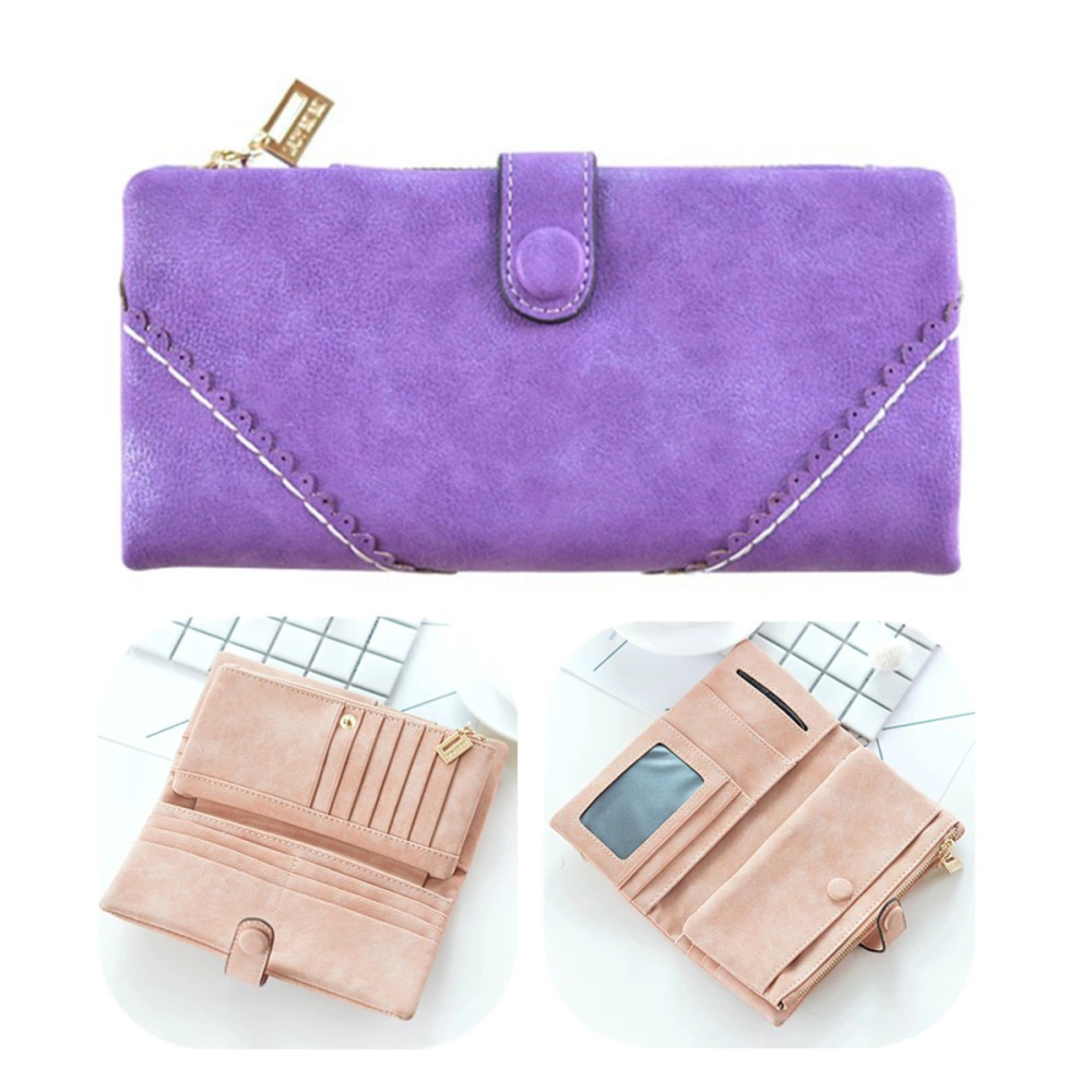 Hand Zipper Buckle Purse Multi-Fonction Beautiful Lace Storage Purse for Lady Woman Female (Purple)