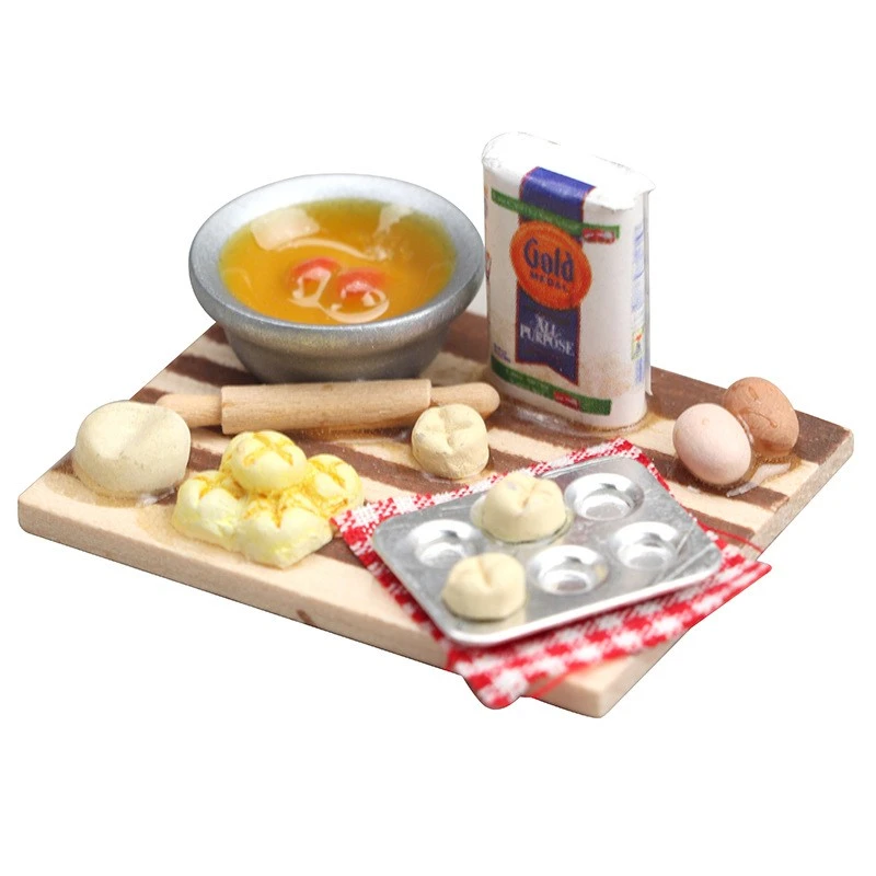 2 Sets of Dolhouse Accessories Dollhouse Baking Set Miniature Kitchen Cutting Board Food Models