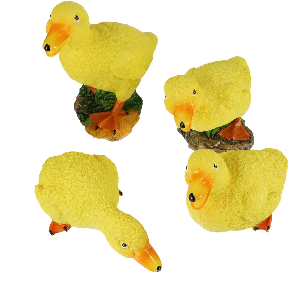 4PCS/Set Duck Decor Simulation Resin Duck Landscape Adornment for Garden