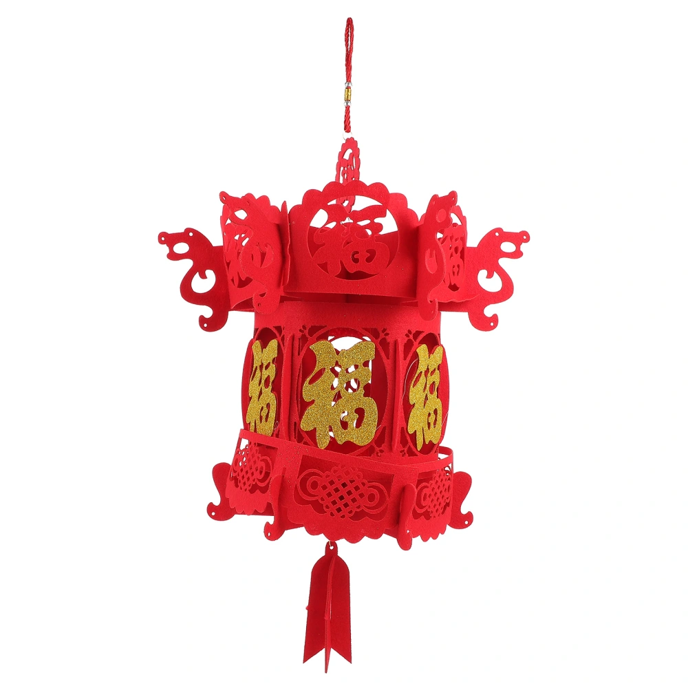 Chinese Style Red Lantern Flocking 3D Fu Lantern Door Hanging Lantern Ornament