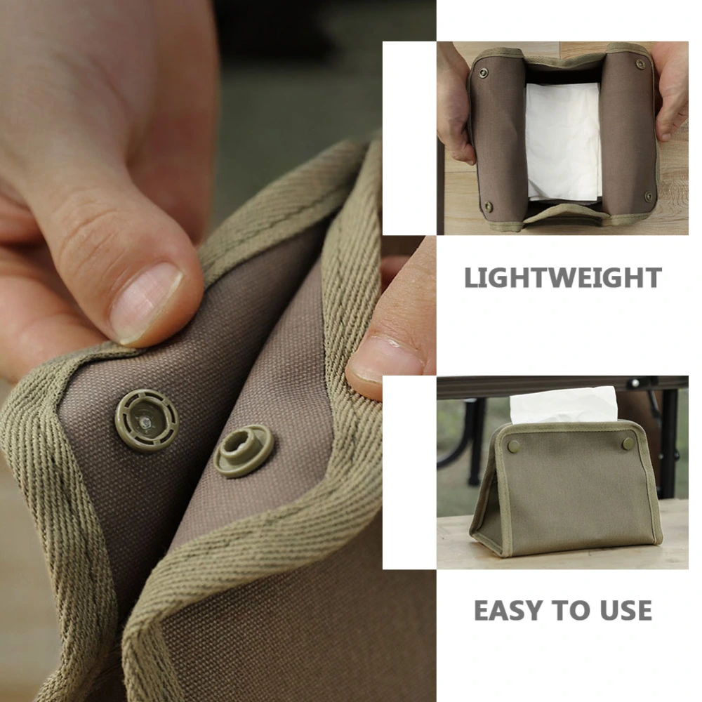 Portable Canvas Tissue Holder Outdoor Napkin Box Desktop Tissue Box for Camping