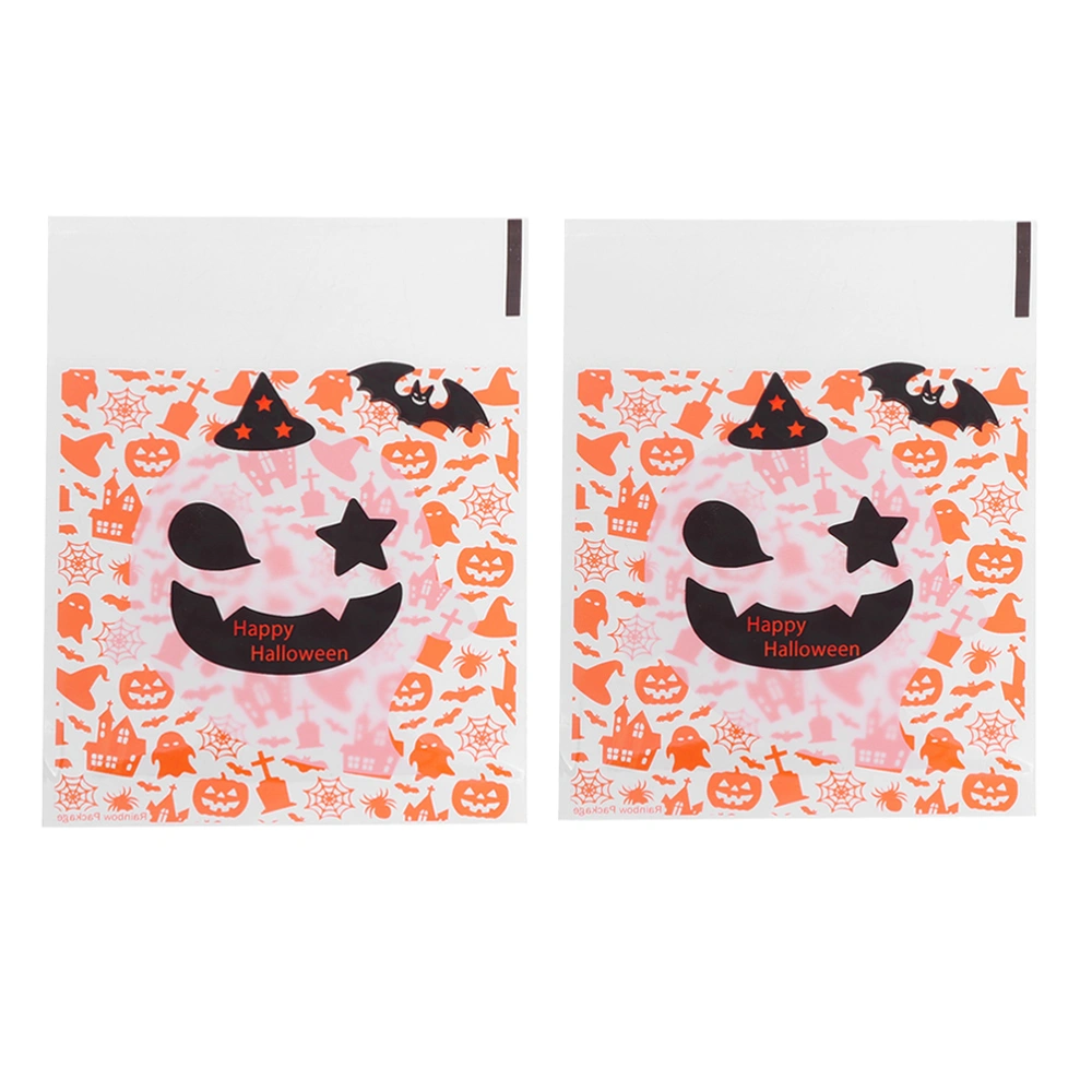 100 Pcs Biscuits Packaging Bag Plastic Storage Bag Halloween Ghost Pringting Transparent Candy Holder Self-adhesive Bag for Festival Party Gathering