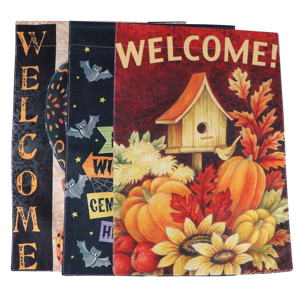 3 Pcs Halloween Garden Flag Garden Happy Halloween Decorative for Homes