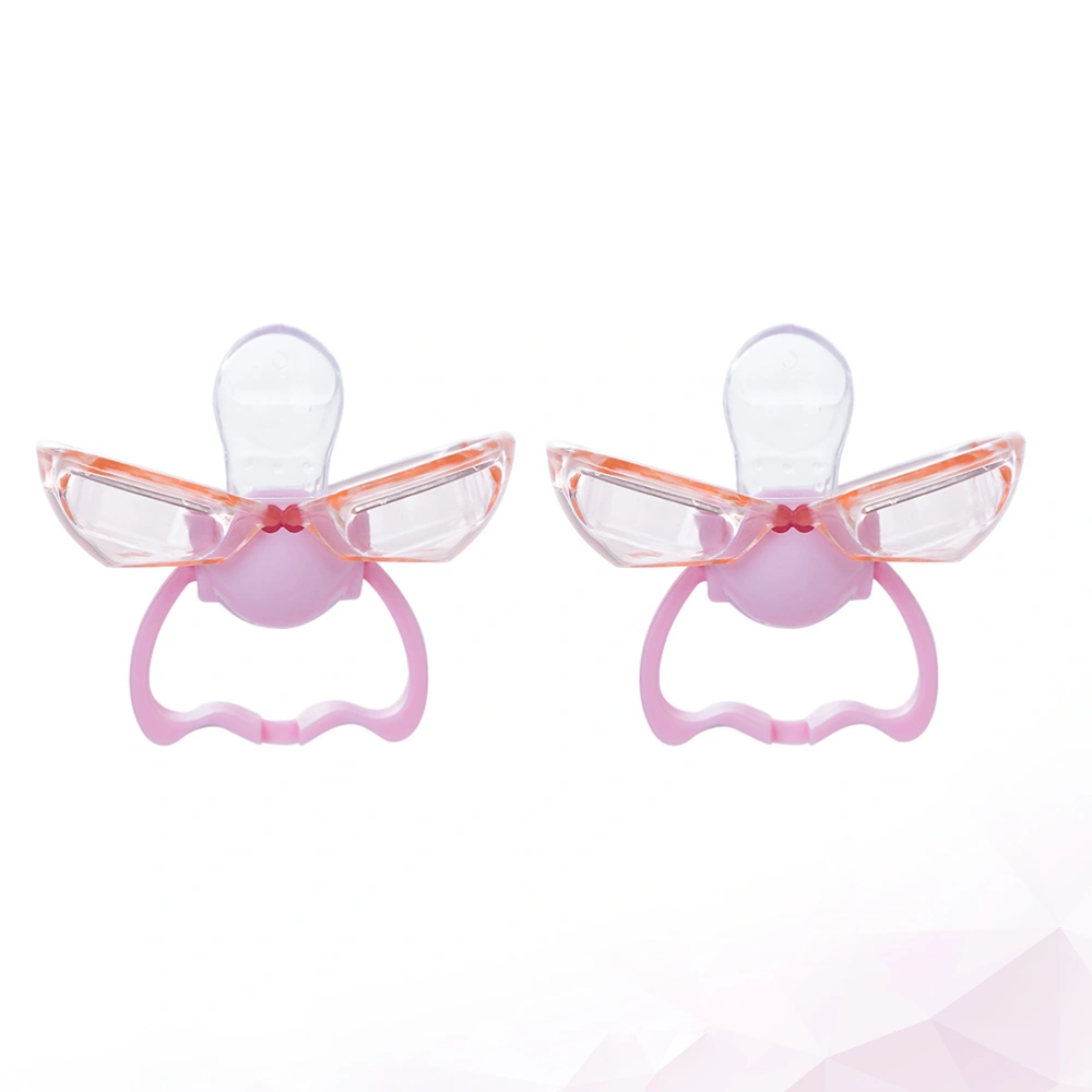 2Pcs Silicone Dummy Pacifier Silicone Orthodontic Nuk Pacifier Sleep Soother(Pink)