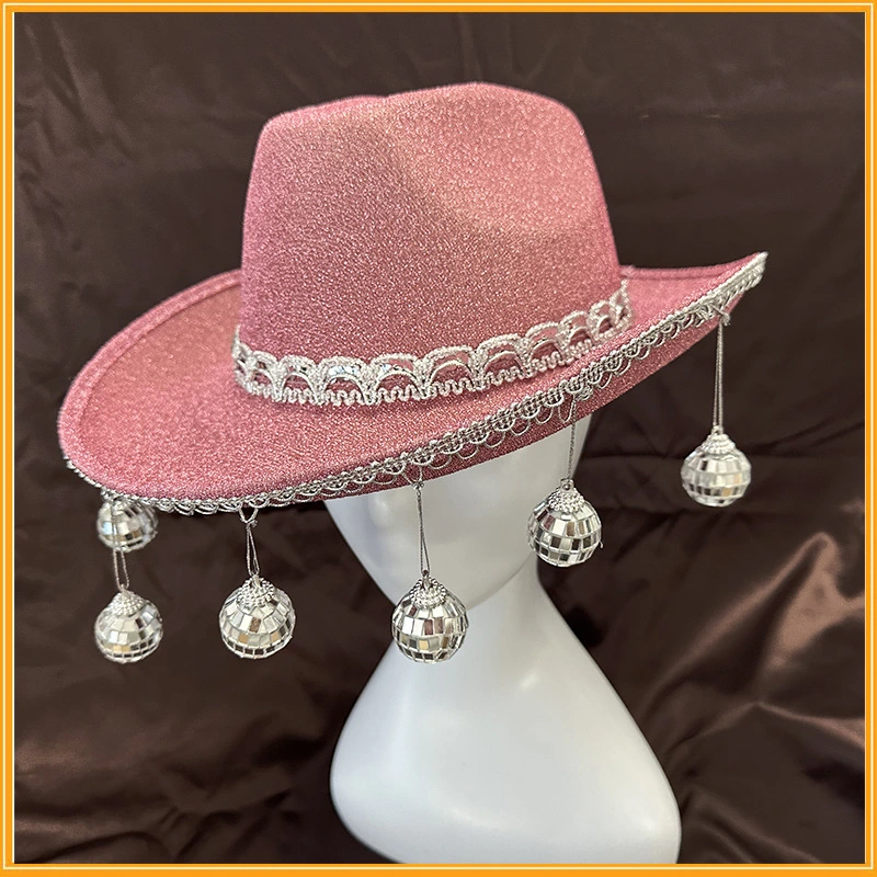 Cowgirl Hat Disco Ball Fringe Cowgirl Hat Eye-catching Party Headwear Masquerade Dress Up Cap