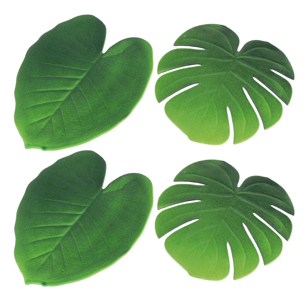 4Pcs Creative Leaf Shaped Cup Tray Premium Tea Cup Mat Coffee Cup Coasters for Home Office (2Pcs Heart Shape Leaf Coaster + 2Pcs Round Split Leaf Coaster)