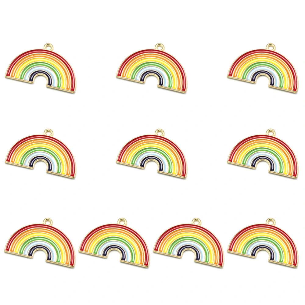 10pcs Colorful Rainbow Necklace Pendants Fashion Cartoon Alloy Charms DIY Jewelry Making Accessory