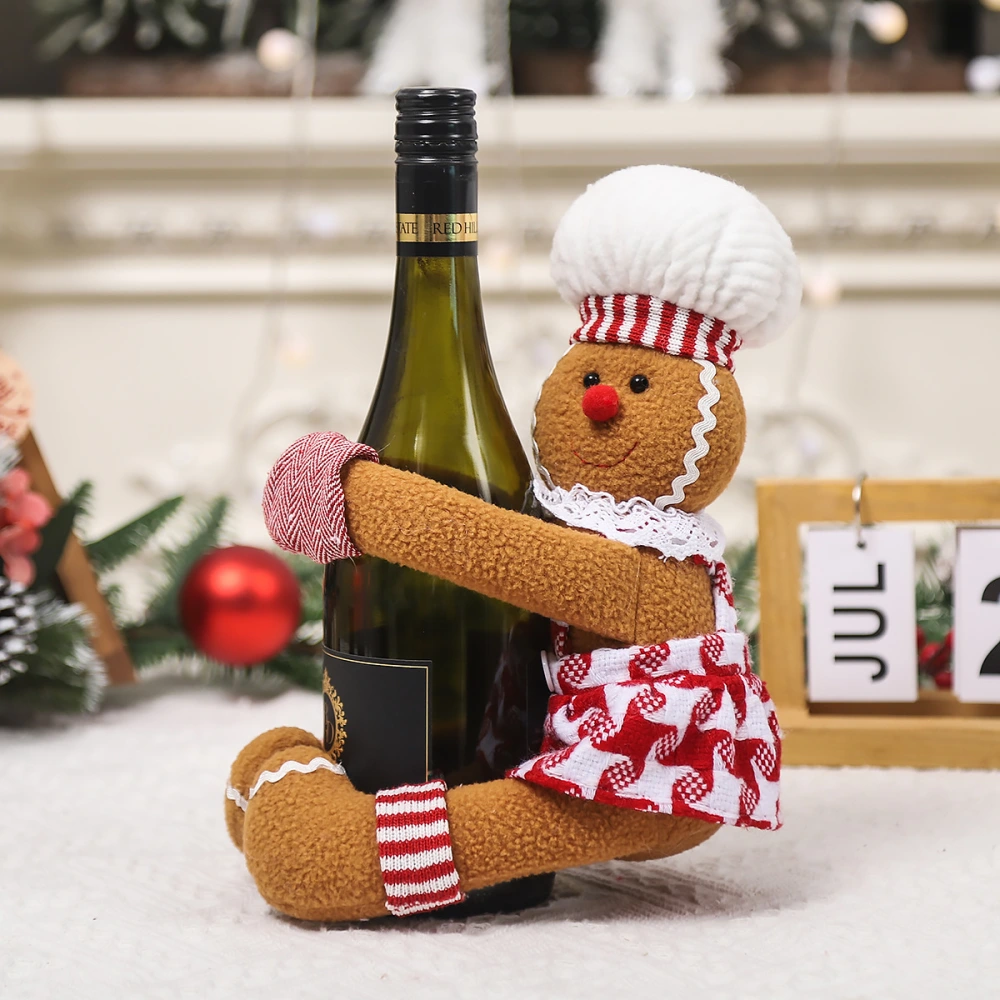 Christmas Gingerbread Man Doll Bottle Hugger Gingerbread Man Wine Bottle Decor