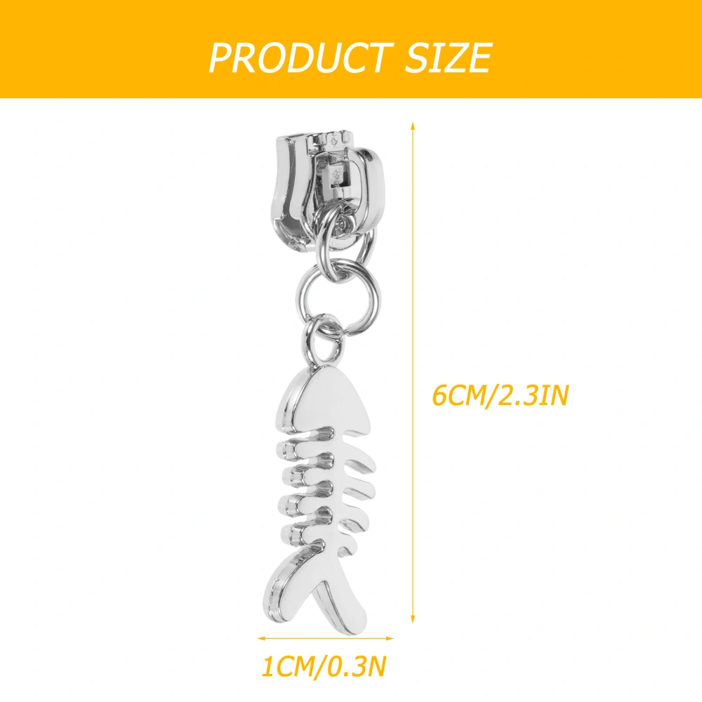 5 Pcs Fish Bone Shape Bag Zipper Sliders Metal Clothing Backpack Zipper Pullers