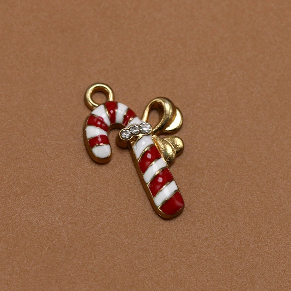 10pcs Fashion Candy Cane Earrings Pendants Cartoon Alloy Charms DIY Jewelry Making Accessory