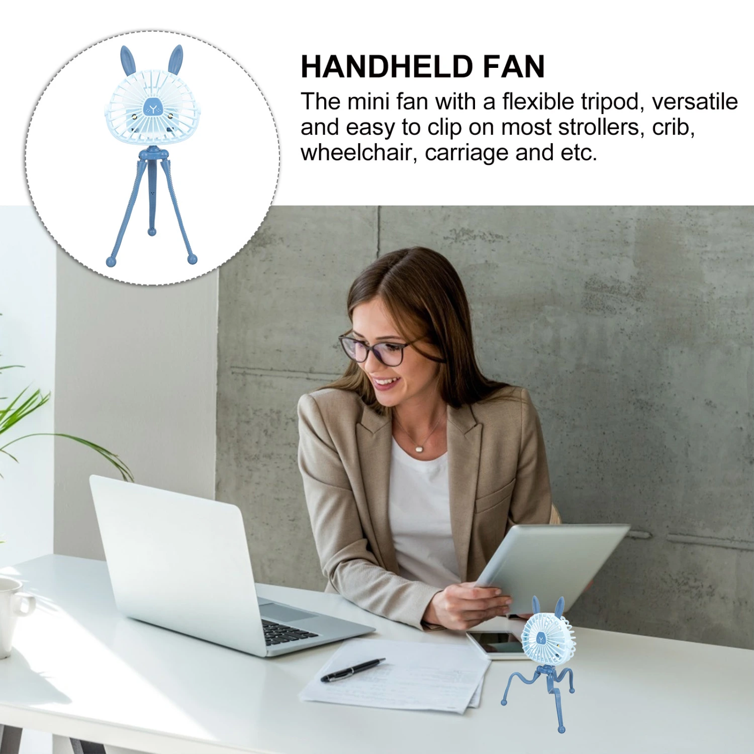 Mini Baby Stroller Fan Rechargeable Fan Office Desk Fan Portable Fan for Travel