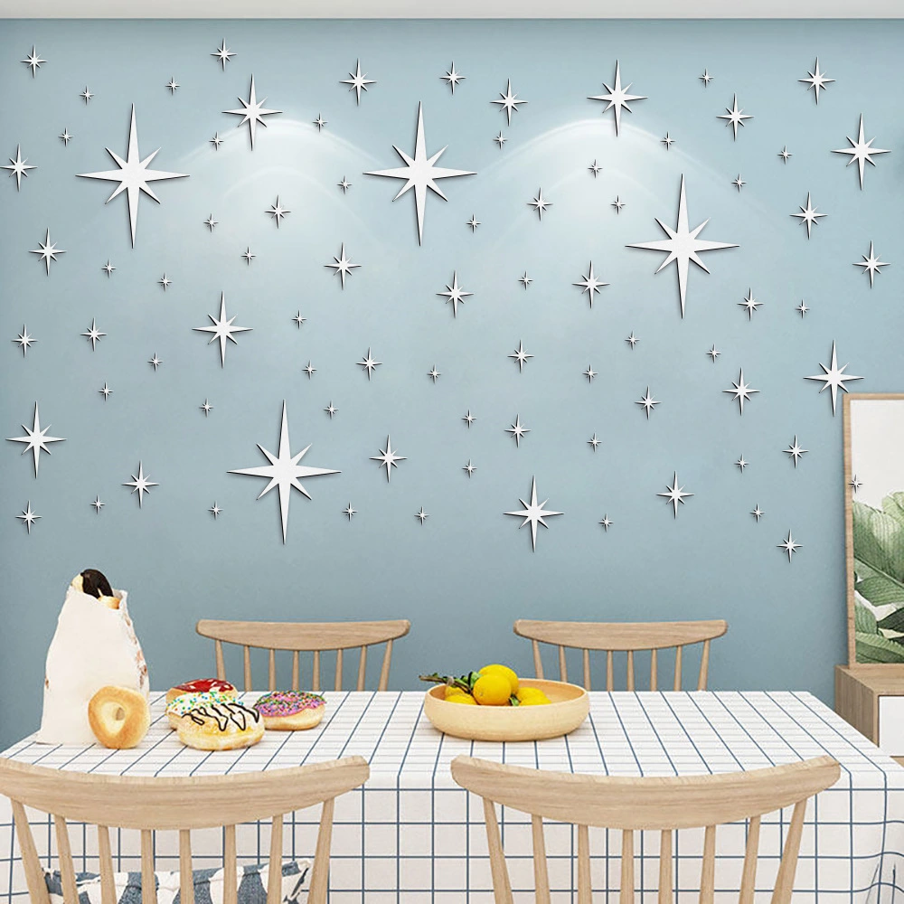 1 Set Acrylic Mirror Wall Stickers Star Mirror Acrylic Stickers Decor Mirror Wall Sticker for Bathroom Nursery