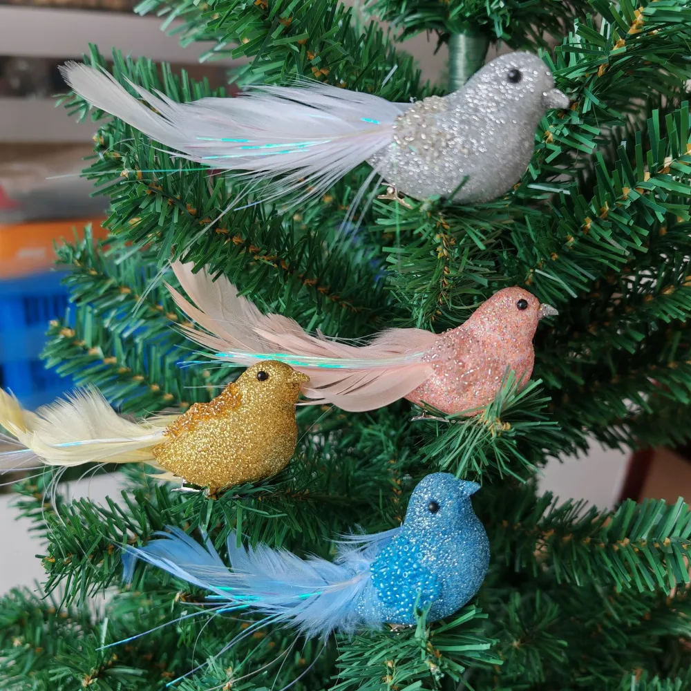 4 pcs Foam Bird Decoration Small Bird Figurine Realistic Bird Ornament Bird Decor for Xmas Tree with Clips