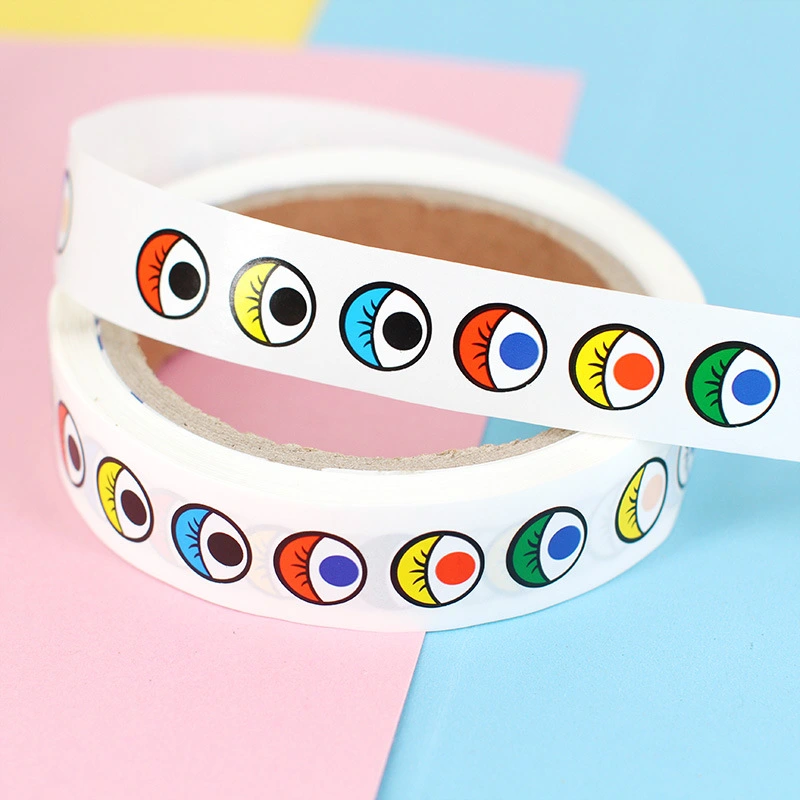 1 Roll of Cartoon Eye Stickers Colored Eye Stickers Self Adhesive Eye Stickers Small Eye Decals Decors