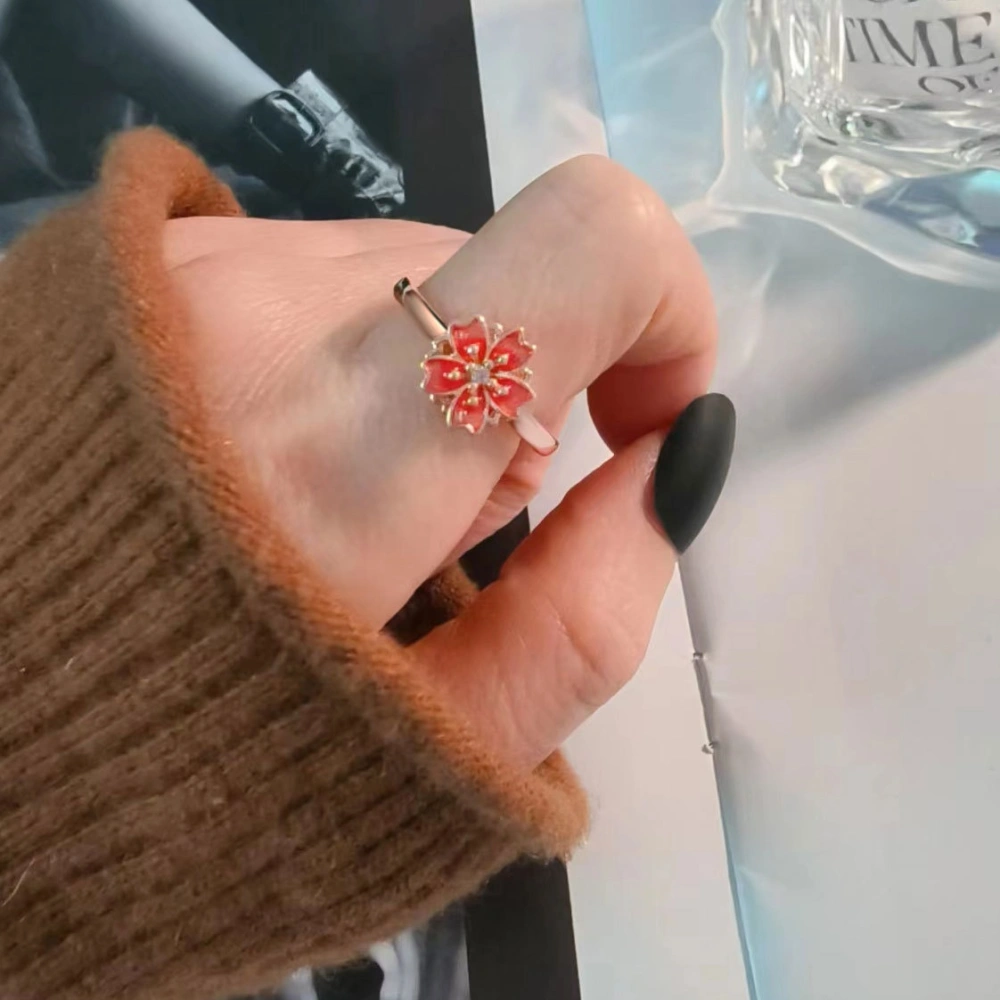 Creative Rotating Peach Blossom Ring