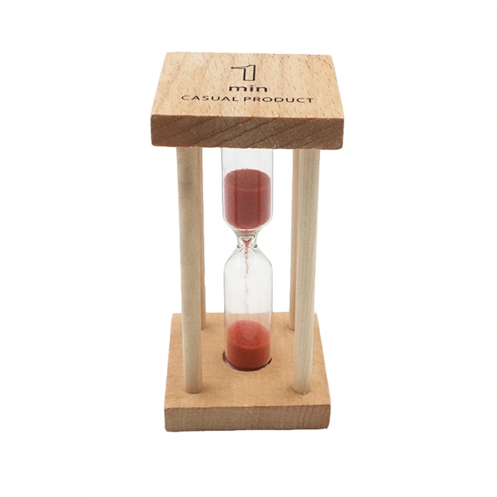 Mini Hourglass Timer Sandglass One Minute Sand Timer Sand Clock Home Decor Kids Gift (Red Sand)